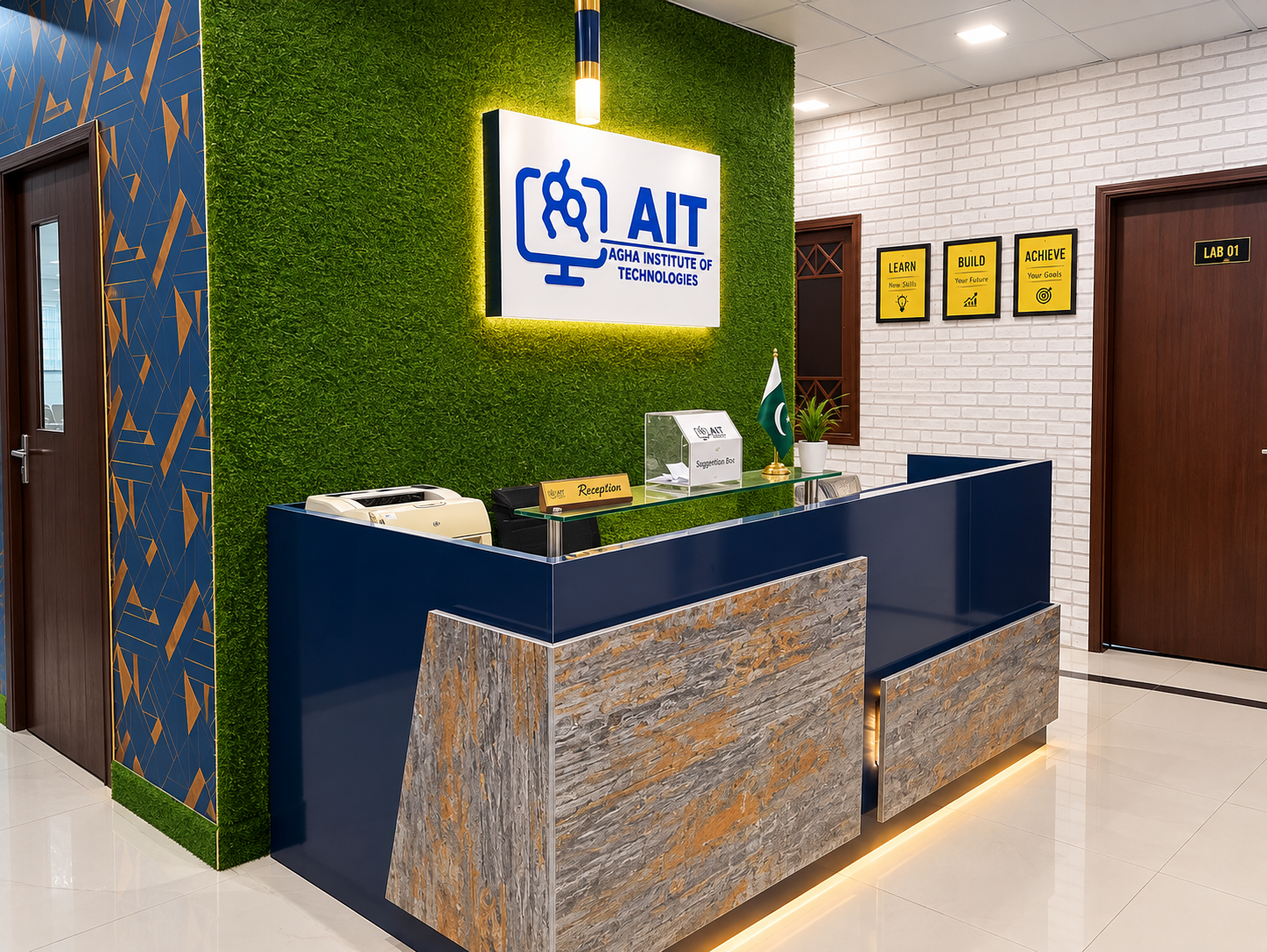 Reception area at AGHA Institute of Technologies